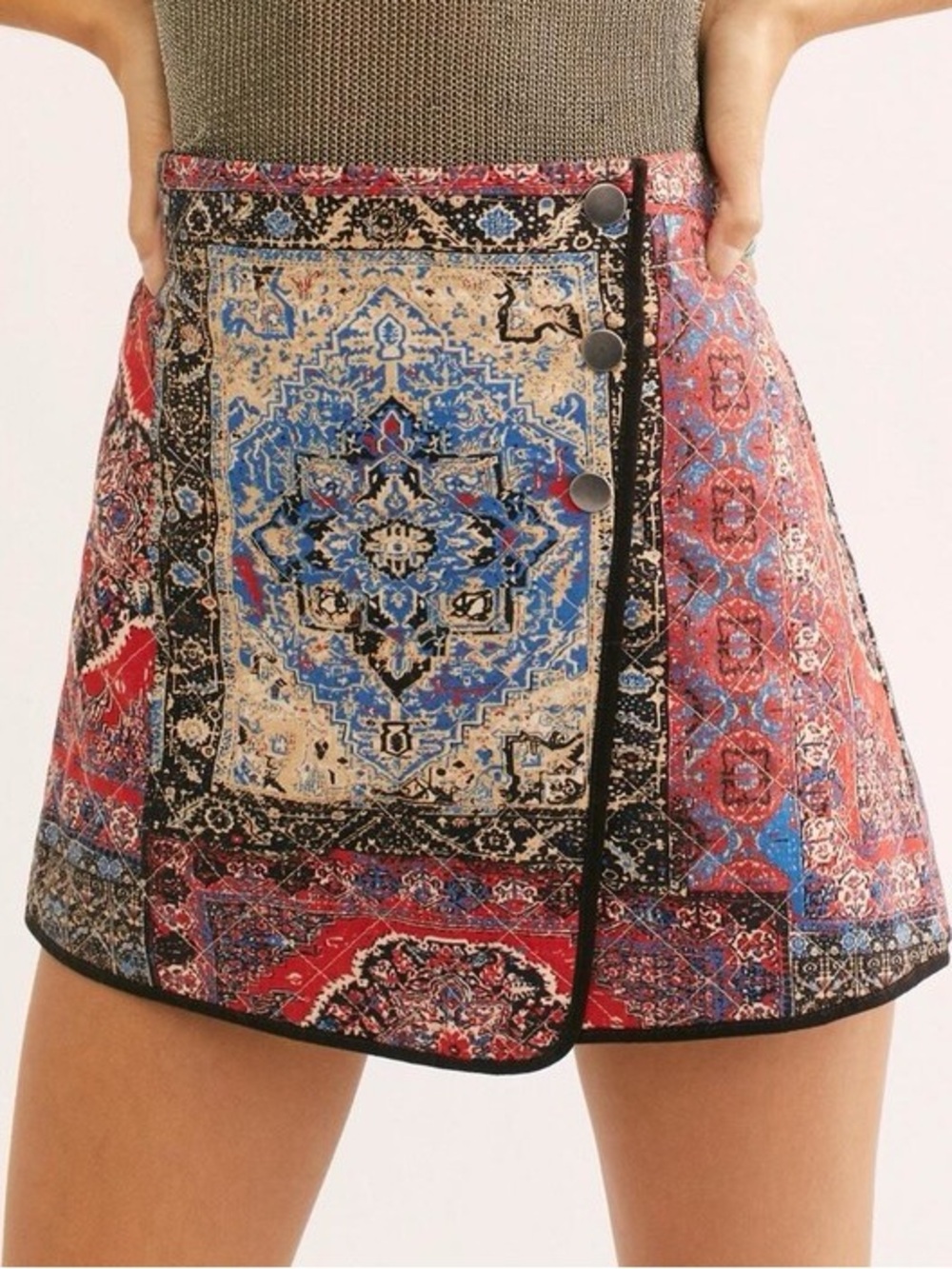 Free People Multicolor Patchwork Medallion Mini Skirt